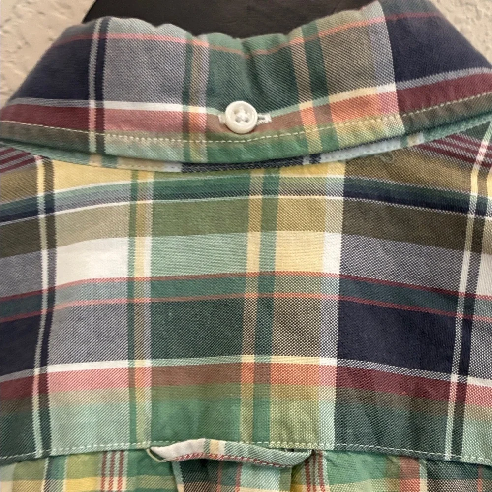 J. Crew Short-Sleeve Plaid Button-Down Shirt in Green and Navy